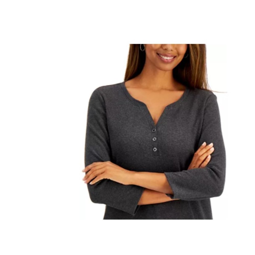 Karen Scott Grey Henley Top